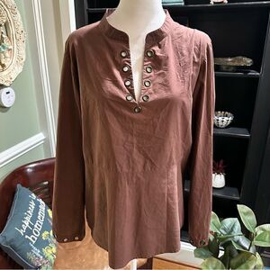 Putumayo Brown Tunic with Rivets Size M